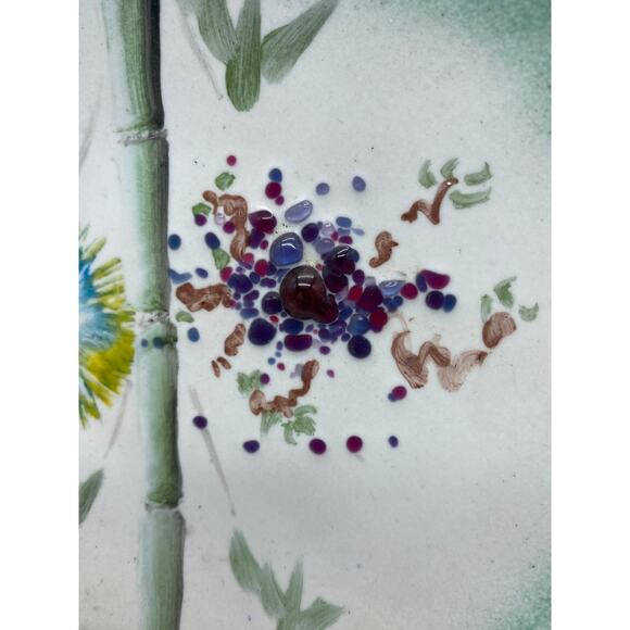 Vintage Enamel on Copper Plate Organic Design Mid Century Bamboo
Floral. - Picture 2 of 6